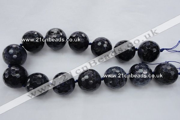 CLS12 15.5 inches 30mm faceted round large blue dumortierite beads