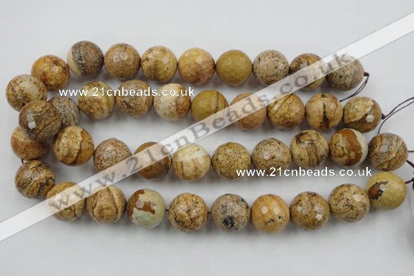 CLS151 15.5 inches 20mm faceted round picture jasper beads