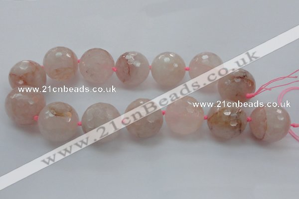 CLS16 15.5 inches 30mm faceted round large pink quartz beads