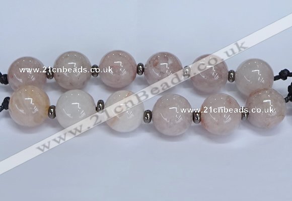 CLS250 7.5 inches 30mm round large pink quartz beads wholesale