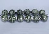 CLS254 7.5 inches 30mm round large green silver line jasper beads