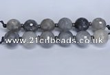 CLS351 7.5 inches 30mm faceted round large cloudy quartz beads