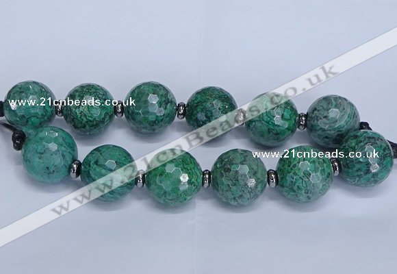 CLS352 7.5 inches 30mm faceted round large green picture jasper beads