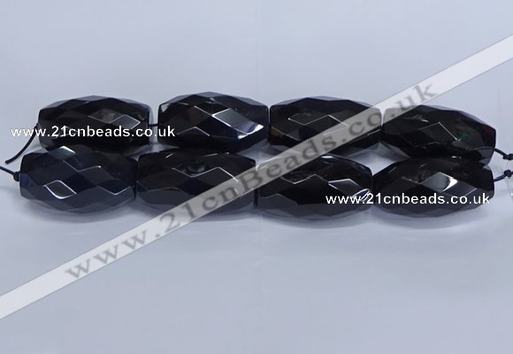 CLS401 7.5 inches 25*45mm faceted rice large black agate beads