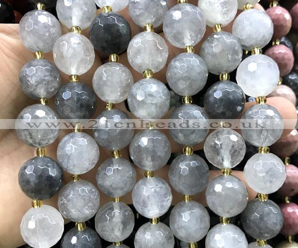 CLS411 15 inches 16mm faceted round cloudy quartz gemstone beads