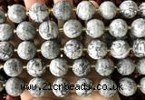 CLS417 15 inches 16mm faceted round grey picture jasper beads