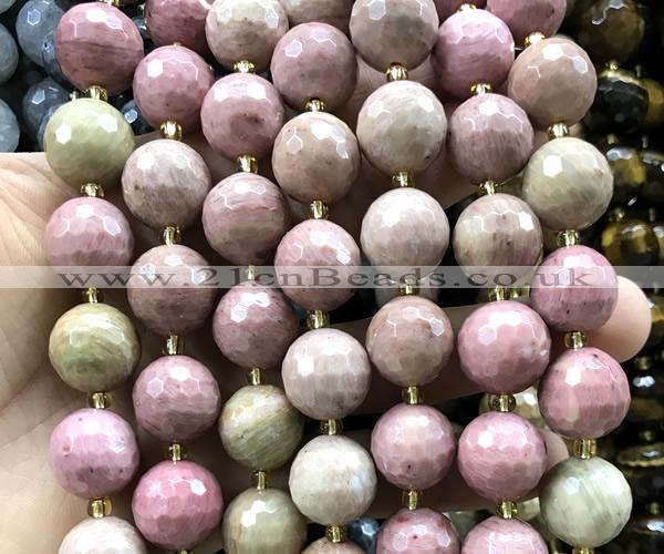CLS418 15 inches 16mm faceted round pink wooden jasper beads