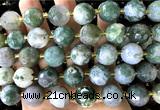 CLS431 15 inches 16mm faceted round moss agate gemstone beads