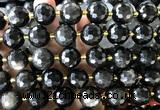 CLS435 15 inches 16mm faceted round silver obsidian gemstone beads