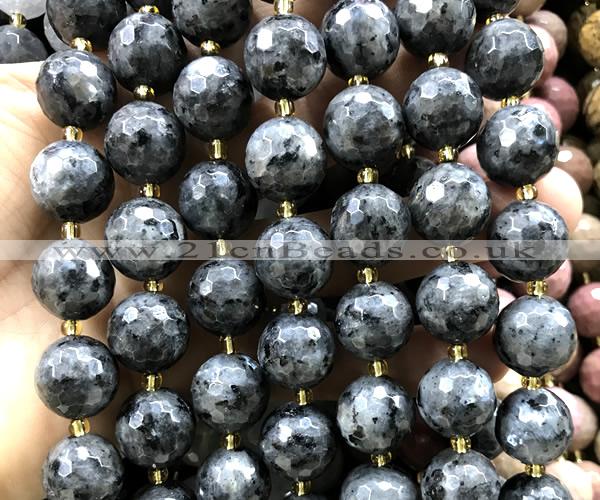 CLS438 15 inches 16mm faceted round black labradorite beads