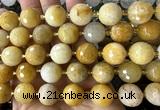 CLS441 15 inches 16mm faceted round yellow jade beads