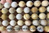 CLS443 15 inches 16mm faceted round fossil coral beads
