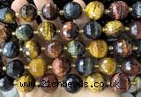 CLS450 15 inches 16mm faceted round colorful tiger eye beads