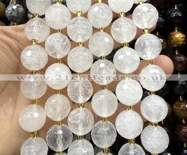 CLS453 15 inches 16mm faceted round Angolan white quartz beads