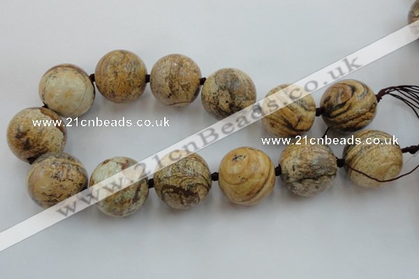 CLS50 15.5 inches 30mm round large picture jasper beads