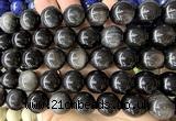 CLS638 15 inches 16mm round silver obsidian beads wholesale