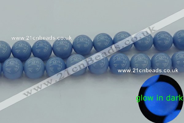 CLU108 15.5 inches 20mm round blue luminous stone beads