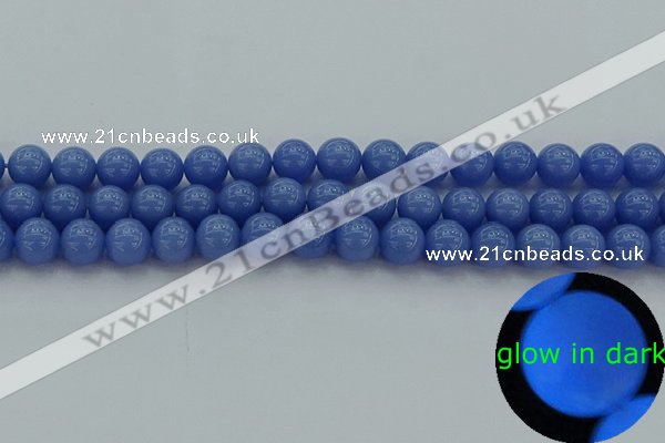 CLU112 15.5 inches 8mm round blue luminous stone beads