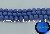 CLU115 15.5 inches 14mm round blue luminous stone beads