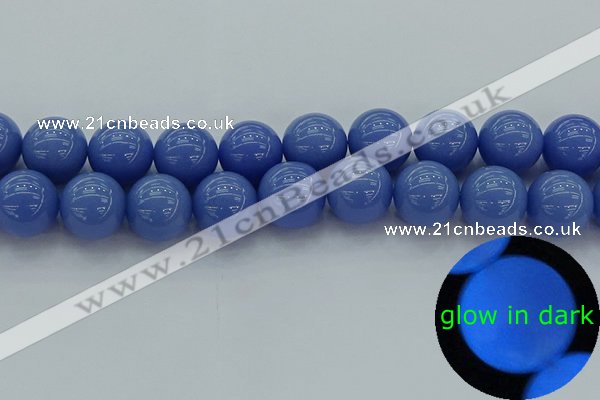 CLU117 15.5 inches 18mm round blue luminous stone beads