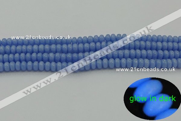 CLU120 15.5 inches 4*6mm rondelle blue luminous stone beads