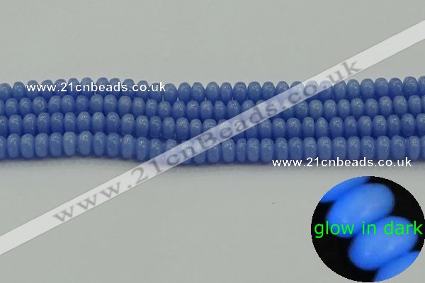 CLU125 15.5 inches 4*6mm rondelle blue luminous stone beads