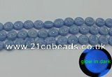 CLU132 15.5 inches 12mm flat round blue luminous stone beads