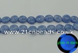 CLU134 15.5 inches 16mm flat round blue luminous stone beads