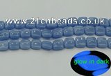 CLU152 15.5 inches 12*12mm square blue luminous stone beads