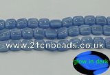 CLU153 15.5 inches 14*14mm square blue luminous stone beads