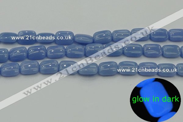 CLU161 15.5 inches 10*14mm rectangle blue luminous stone beads