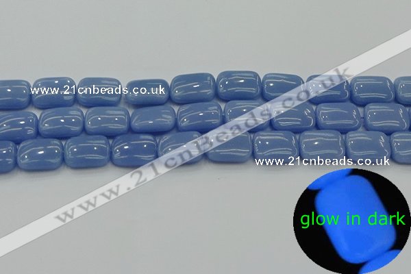 CLU162 15.5 inches 12*16mm rectangle blue luminous stone beads