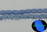 CLU167 15.5 inches 15*20mm rectangle blue luminous stone beads