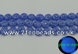 CLU173 15.5 inches 14mm flat round blue luminous stone beads