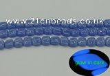 CLU191 15.5 inches 10*10mm square blue luminous stone beads