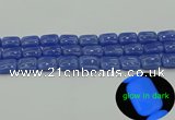 CLU202 15.5 inches 12*16mm rectangle blue luminous stone beads