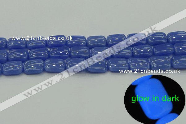 CLU202 15.5 inches 12*16mm rectangle blue luminous stone beads