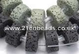 CLV05 14 inches 7*15mm flat round natural lava beads wholesale