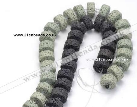 CLV05 14 inches 7*15mm flat round natural lava beads wholesale