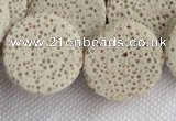 CLV17 14 inches 6*21mm coin milk white natural lava loose beads