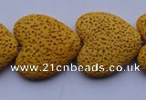 CLV18 15 inches 8*27mm heart yellow natural lava beads strand wholesale
