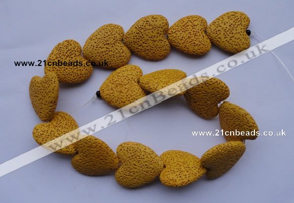 CLV18 15 inches 8*27mm heart yellow natural lava beads strand wholesale