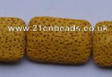 CLV19 15 inches 19*28mm rectangle yellow natural lava beads wholesale