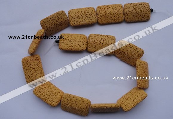 CLV19 15 inches 19*28mm rectangle yellow natural lava beads wholesale