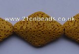 CLV20 15 inches 22*32mm rhombus yellow natural lava beads wholesale