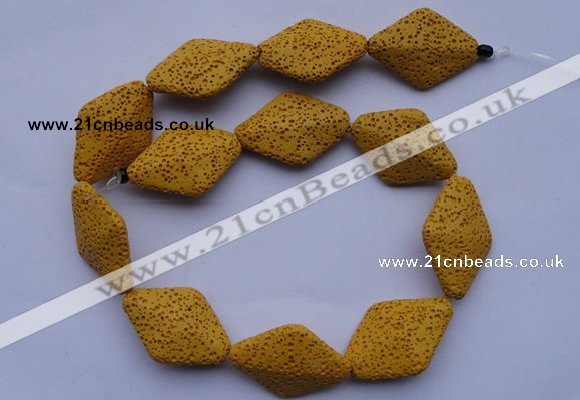 CLV20 15 inches 22*32mm rhombus yellow natural lava beads wholesale