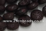 CLV208 15.5 inches 16mm flat round coffee natural lava beads wholesale