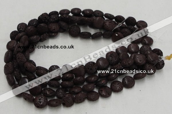 CLV208 15.5 inches 16mm flat round coffee natural lava beads wholesale