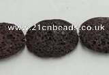 CLV210 15.5 inches 40*50mm oval coffee natural lava beads wholesale