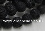 CLV215 15.5 inches 14mm round black natural lava beads wholesale